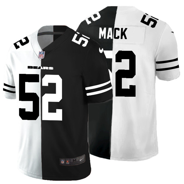 Men's Chicago Bears #52 Khalil Mack Black & White NFL Split Limited Stitched Jersey Men's Chicago Bears #52 Khalil Mack Black & White NFL Split Limited Stitched Jersey